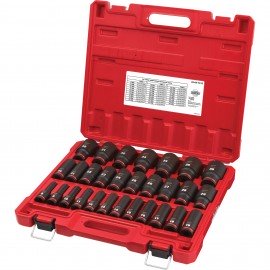 Milwaukee 49-66-7015 1/2&amp;quot; Drive Metric Deep 6-Point Socket Set, 8 to 36 mm, 29-piece-