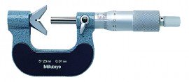 Mitutoyo 114-165 5 Flute V-Anvil Micrometer, 5 to 25 mm, 0. 01 mm-