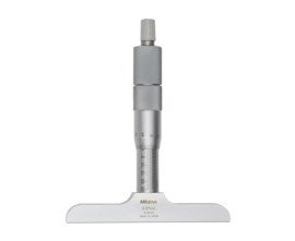 Mitutoyo 129-114 Depth Micrometer with interchangeable rods, 0 to 75 mm, 0.01 mm graduations-