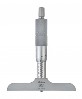 Mitutoyo 129-115 Depth Micrometer with Interchangeable Rods, 0 to 100 mm Range, 101.6 x 16 mm Base-