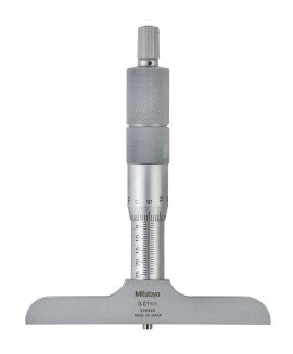 Mitutoyo 129-115 Depth Micrometer with Interchangeable Rods, 0 to 100 mm Range, 101.6 x 16 mm Base-