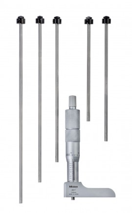 Mitutoyo 129-332 Mechanical Depth Micrometer with Interchangeable Rods, 0 to 6", 0.001"-