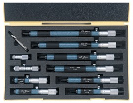 Mitutoyo 133-902 Tubular Vernier Inside Micrometer, 50-300mm Range, 0.01mm Graduation, 10 Piece Set-