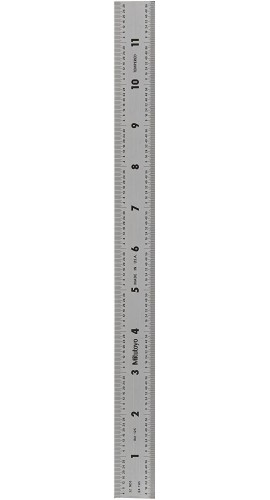 Mitutoyo 182-125 Stainless Steel Rule, 0-12" (0-300mm)-