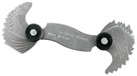 Mitutoyo 188-151 Pitch Gage, Metric and Unified Screw 60&amp;deg;, 0.4-7mmTPI, 51 Leaves-