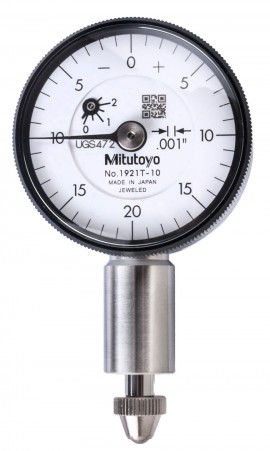 Mitutoyo 1921AB-10 Series 0 Compact Flat-Back Dial Indicator, 0 to 0.1&amp;quot;, 0.001&amp;quot; graduation-