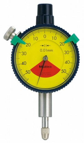 Mitutoyo 1929A-62 Series 1 Compact One Revolution Dial Indicator with lug back, 0 to 1, metric, waterproof-