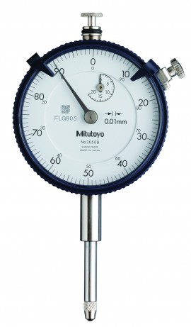 Mitutoyo 2050AB-01 Series 2 ANSI/AGD Flat-Back Dial Indicator, 20 mm, 0.01 mm graduation-