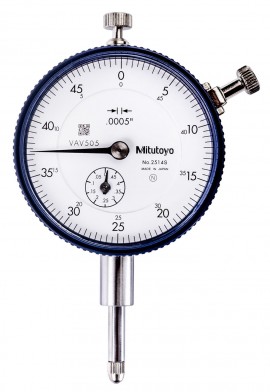Mitutoyo 2514AB Series 2 Standard Flat-Back Dial Indicator, 0.5&amp;quot;, SAE-