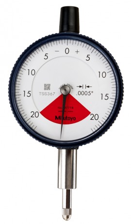 Mitutoyo 2977AB Series 2 Standard One Revolution Flat-Back Dial Indicator, 0.04&amp;quot;, 0.0005&amp;quot; Graduation-