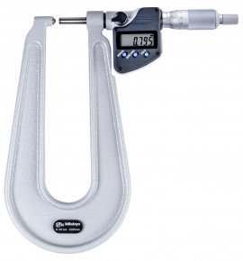 Mitutoyo 389-261-32 Series 389 Sheet Metal Digital Micrometer, 0 to 25 mm, Metric-