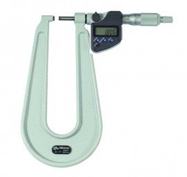 Mitutoyo 389-351-32 Sheet Metal Micrometer, 0 to 1&quot; (0 to 25.4 mm), flat anvil/spindle-