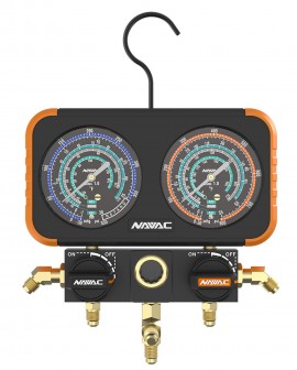 NAVAC N2A4C Pro Plus A2L Compatible Manifold Gauge for the R-32, R-454B, and R-22-