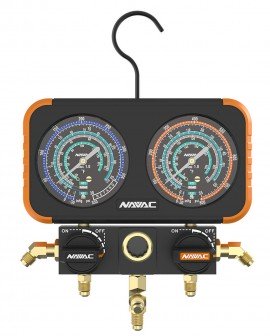 NAVAC N2A4C Pro Plus A2L Compatible Manifold Gauge for the R-32, R-454B, and R-22-