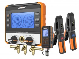 NAVAC NX1V Nexus Digital Manifold Gauge Kit with the NMV1S micron gauge and wireless high/low temperature probes-