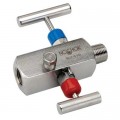 NOSHOK 2070-MFS Needle Valve, Block &amp; Bleed, Hard Seat, 2-Valve, 1/2" NPT, Male-Female, 316 SS-