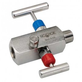 NOSHOK 2170-MFS Needle Valve, Block &amp; Bleed, Soft Seat, 2-Valve, 1/2" NPT, Male-Female, 316 SS-