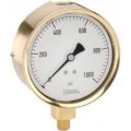 NOSHOK 25-300-5000-PSI/BAR Pressure Gauge, Glycerin Filled, 1/4&quot; NPT Bottom Connection, Brass Case, 0 to 5000 psi/bar Dual Scale-