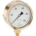 NOSHOK 25-300-5000-PSI/BAR Pressure Gauge, Glycerin Filled, 1/4&quot; NPT Bottom Connection, Brass Case, 0 to 5000 psi/bar Dual Scale-