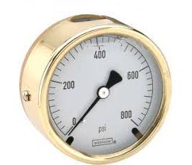 NOSHOK 25-310-200-PSI Pressure Gauge, Glycerin Filled, 1/4" NPT Back Connection, Brass Case, 0 to 200 psi-