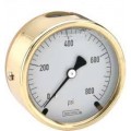 NOSHOK 25-310-3000-PSI/BAR Pressure Gauge, Glycerin Filled, 1/4&quot; NPT Back Connection, Brass Case, 0 to 3000psi/bar Dual Scale-