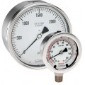 NOSHOK 25-510-1000-psi/bar Pressure Gauge, Glycerin Filled, 1/4&quot; NPT Back Connection, SS Case, 0 to 1000 psi-