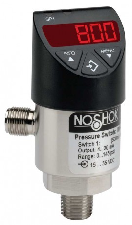NOSHOK 800-2-2-14.5/160-2 Pressure Switch, 1 NO/NC Contact 4 to 20mA 1/4" NPT, M12 X 1 (4-Pin), -14.5 to 160 psig-