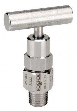 NOSHOK 854-MS Soft Tip Bleed Needle Valve, Male/Stainless Steel, &amp;frac12;&amp;quot; NPT-