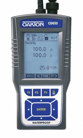 OAKTON WD-35433-02 CD 650 Conductivity/Dissolved Oxygen Meter, 0 to 500 mS, 0 to 90 ppm-