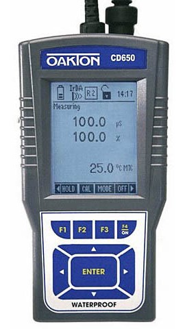 OAKTON WD-35433-70 CD 650 Conductivity/Dissolved Oxygen Meter Kit, 0 to 500 mS, 0 to 90 ppm-