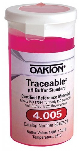OAKTON WD-98767-77 Traceable One-Shot Buffer Solution, Red, pH 4.005-