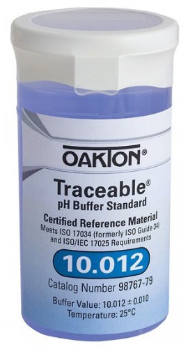 OAKTON WD-98767-79 Traceable One-Shot Buffer Solution, Blue, pH 10.012-