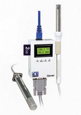Omega ITHX-SD Ethernet Temperature and Humidity Monitor, 8" wand probe-