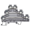 Omega PUK-3 Feed-Through Terminal Block, three-level, 24 A, 24 to 12 AWG, gray-