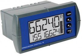 Precision Digital PD6628-L2N Loop-Powered Flow Rate/Totalizer Digital Panel Meter, 1/8 DIN-
