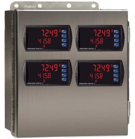 Precision Digital PDA2604 Stainless-Steel NEMA 4X Horizontal Enclosure, 13.5 x 12.9 x 6in, 4 Cutouts-