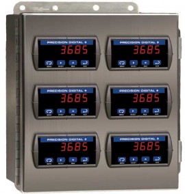 Precision Digital PDA2606 Stainless-Steel NEMA 4X Horizontal Enclosure, 13.5 x 12.9 x 6in, 6 Cutouts-