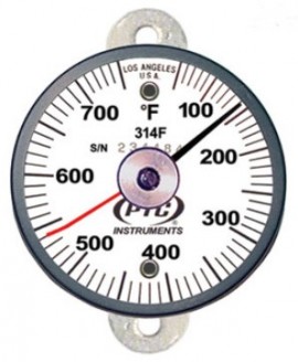 PTC Instruments 314FT1L Tab Mount Surface Thermometer with ancillary hand, 50 to 750&amp;deg;F-