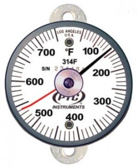PTC Instruments 314FT1L Tab Mount Surface Thermometer with ancillary hand, 50 to 750&amp;deg;F-