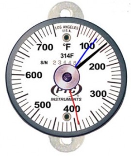 PTC Instruments 314FT1MM Tab Mount Surface Thermometer with max-min hands, 50 to 750&amp;deg;F-