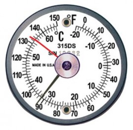 PTC Instruments 315DSL Dual-Scale Magnetic Surface Thermometer with ancillary hand, 0 to 150&amp;deg;F/-15 to 65&amp;deg;C-