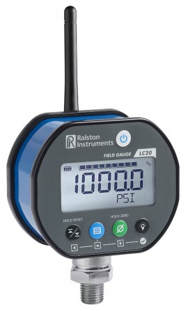 Ralston Field Gauge LC20 Digital Pressure Gauge with Bluetooth, 1000 psi, &amp;frac14;&amp;quot; male NPT bottom connection-