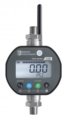 Ralston Field Gauge LC20 Dual Pressure Sensor Gauge with Bluetooth and &amp;frac14;&amp;quot; male NPT connection, 5 psi top, 3000 psi bottom-
