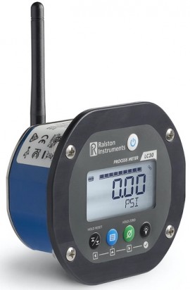 Ralston LC30-GB2M-00-B1 Panel-Mounted Pressure Gauge with Bluetooth, 5 psi, 0.25" male NPT back connection-