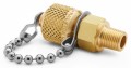 Ralston QTFT-1MB0-RT Brass Connector with cap and chain, 0.13" male BSPT (ISO 7/1) x male Quick-Test, no check-valve-