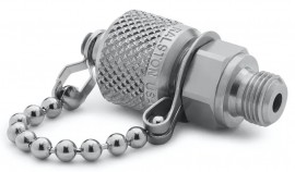 Ralston QTFT-1MS0-RS Male BSPP x Male Quick-Test Fitting with cap and chain, 0.13&quot;-