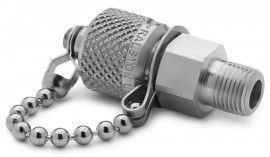 Ralston QTFT-1MS1 Male NPT x Male Quick-Test Adapter with check-valve and cap and chain, 0.13", stainless steel-