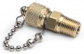 Ralston QTFT-2MB0-RT Brass Connector with cap and chain, 0.25" male BSPT (ISO 7/1) x male Quick-Test, no check-valve-