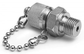Ralston QTFT-2MS0-RS G Male BSPP (ISO 228/1) x Male Quick-Test Adapter with cap and chain, 0.25", stainless steel-