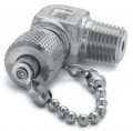 Ralston QTFT-2MSLS Male NPT x Male Quick-Test 90&amp;deg; Elbow with cap and chain, 0.25"-